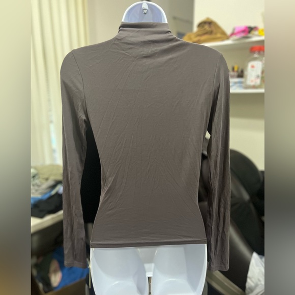 Eco-SkinKiss® Asymmetrical Ruch Mock Neck Top - Picture 3 of 4